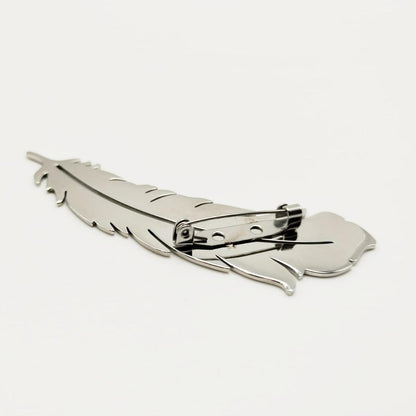 بروش بتصميم ريشة طائر ستانلس