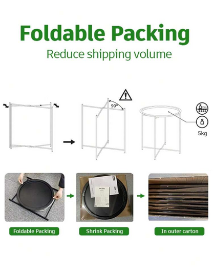 طاولة جانبية معدنية دائرية – تصميم مودرن باللون الأسود