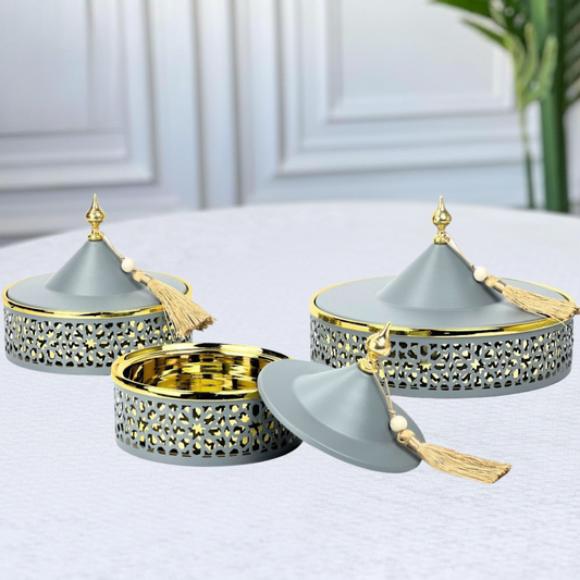 طقم مضايف معدني انيق - ٣ قطع