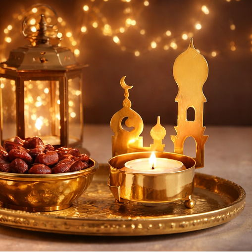 شمعدان مذهب بتصميم رمضاني