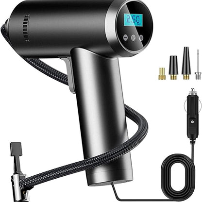 منفاخ هواء محمول للإطارات – 12 فولت مع مقياس ضغط رقمي وضوء LED للطوارئ