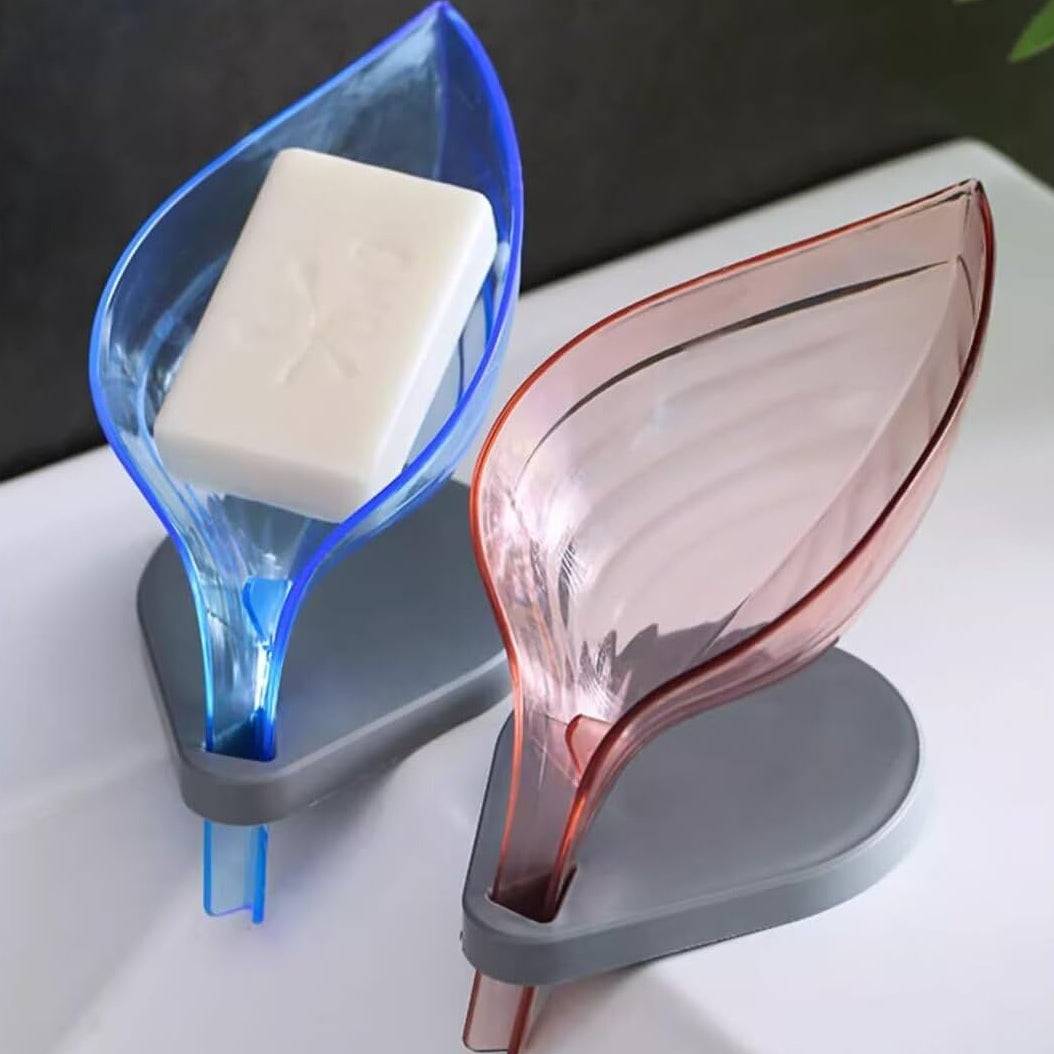 حامل صابونة بتصميم ورقة مع تصريف ذاتي