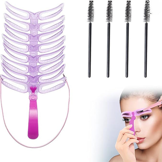 مجموعة قوالب رسم الحواجب ثلاثية الأبعاد – 8 قطع مع فرشاة