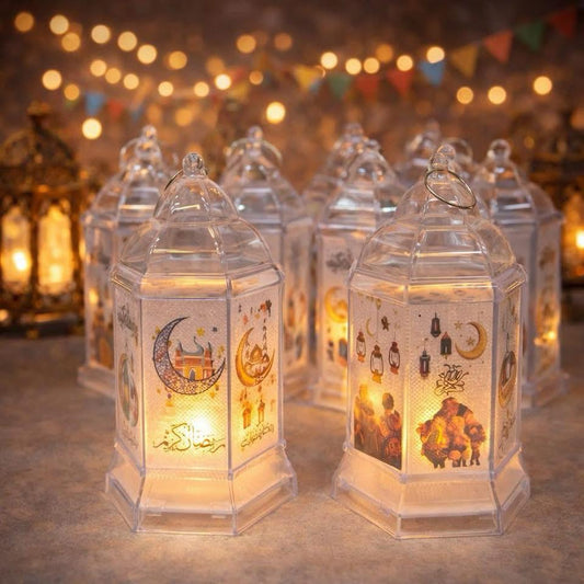فانوس رمضان بلاستيك شفاف – تصميم شخصيات رمضانية(عدد1)