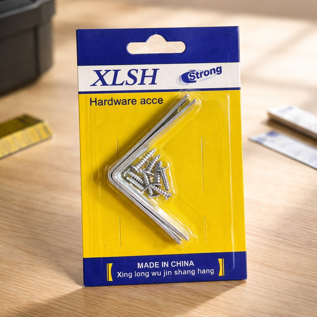 زوج زوايا تثبيت معدنية مع براغي (L Shape Bracket)