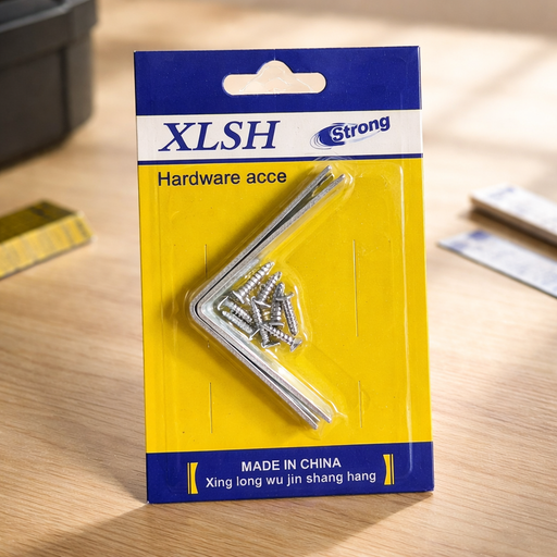 زوج زوايا تثبيت معدنية مع براغي (L Shape Bracket)