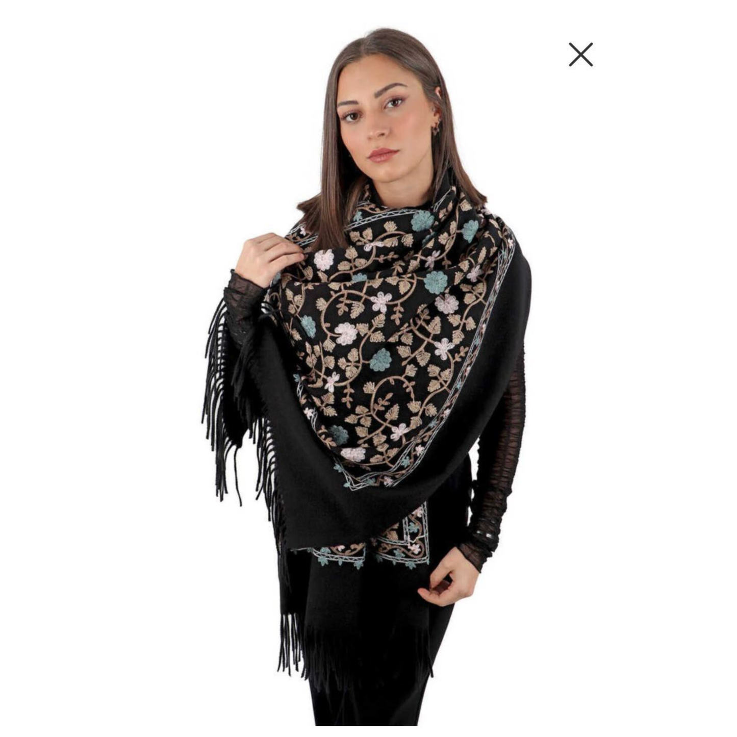 شال  كتف كشمير مطرز وحجم كبير -عدة نقشات والوان