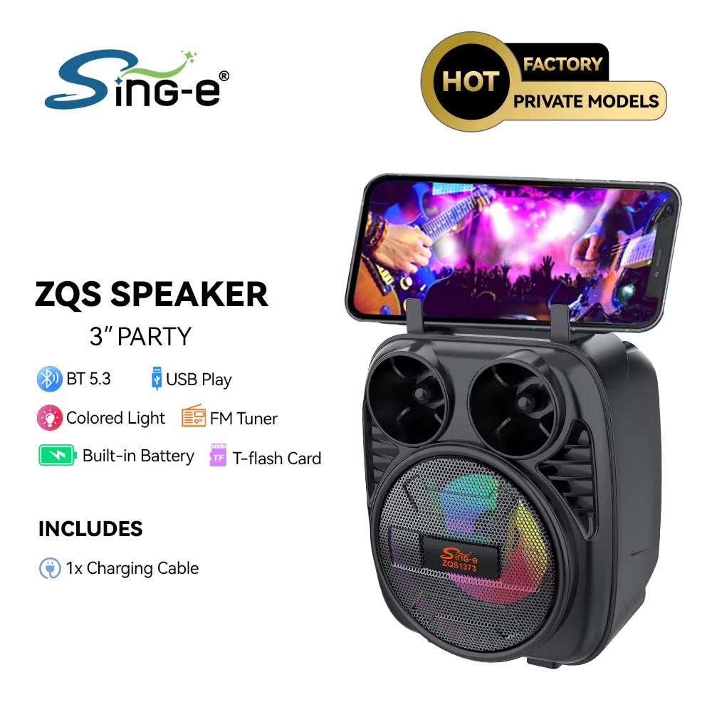 سماعة بلوتوث محمولة Sing-e ZQS –  لاسلكيه مع إضاءة LED وحامل هاتف