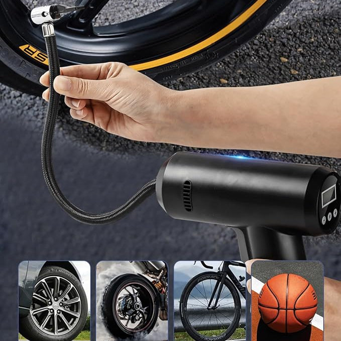 منفاخ هواء محمول للإطارات – 12 فولت مع مقياس ضغط رقمي وضوء LED للطوارئ