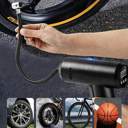 منفاخ هواء محمول للإطارات – 12 فولت مع مقياس ضغط رقمي وضوء LED للطوارئ