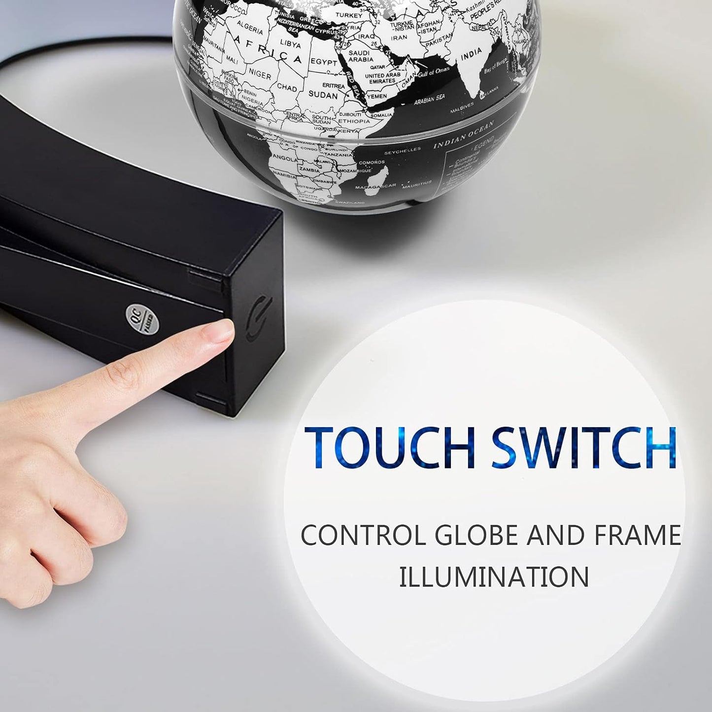 كرة أرضية مغناطيسية عائمة ودوّارة بإضاءة LED – ديكور منزلي ومكتبي مميز