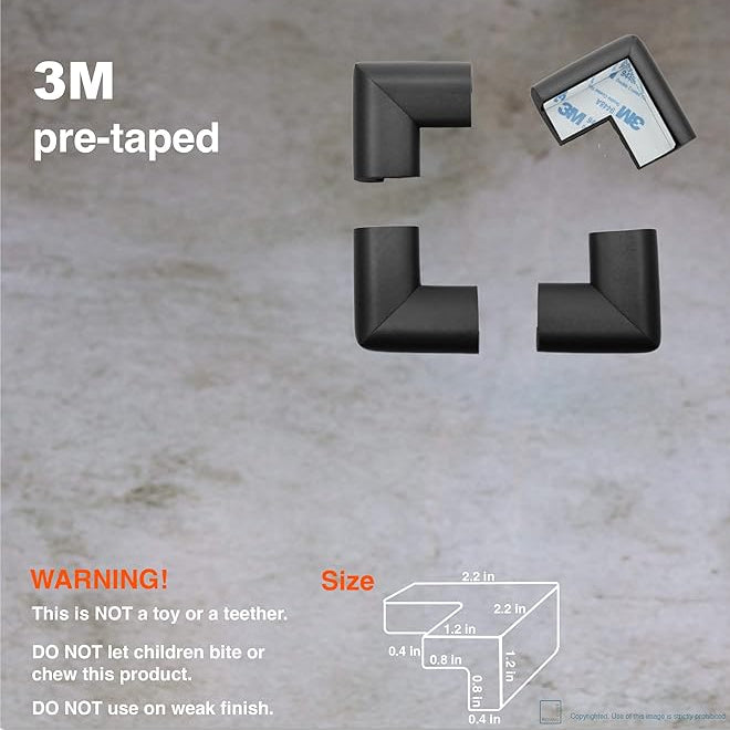 واقي زوايا الأثاث الإسفنجي لحماية الأطفال (عبوة 4 قطع)