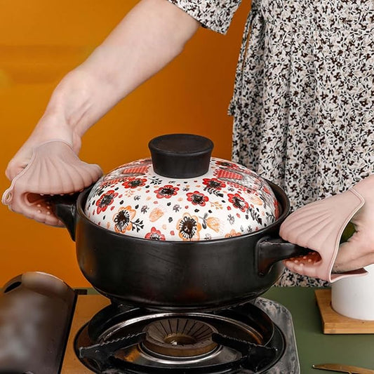 زوج قفازات فرن سيليكون  شكل محاره