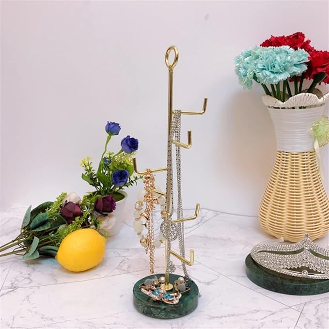 حامل فخم متعدد الاستخدامات للمجوهرات او الفناجين -معدني بقاعدة رخاميه