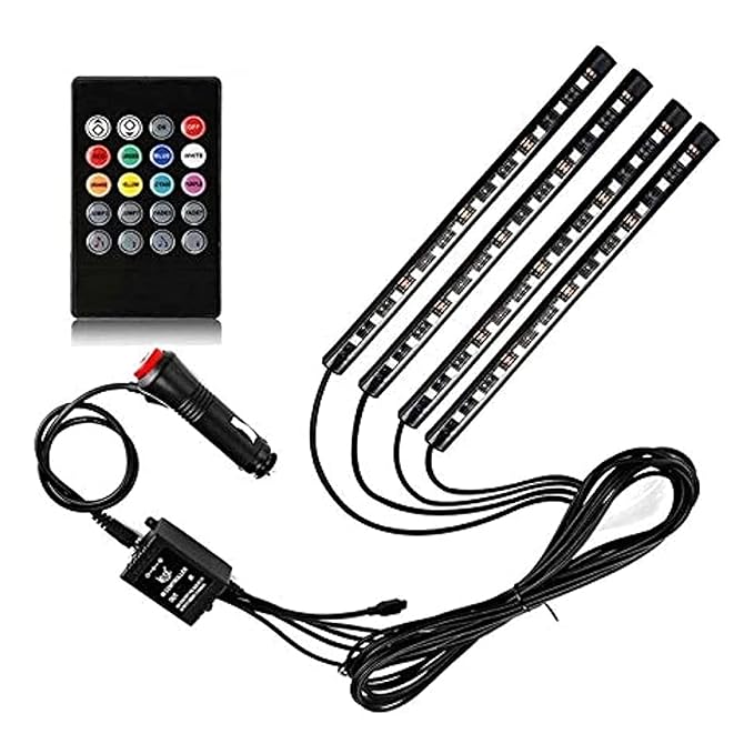 شريط إضاءة للسيارة مع ريموت تحكم LED RGB متعدد الألوان