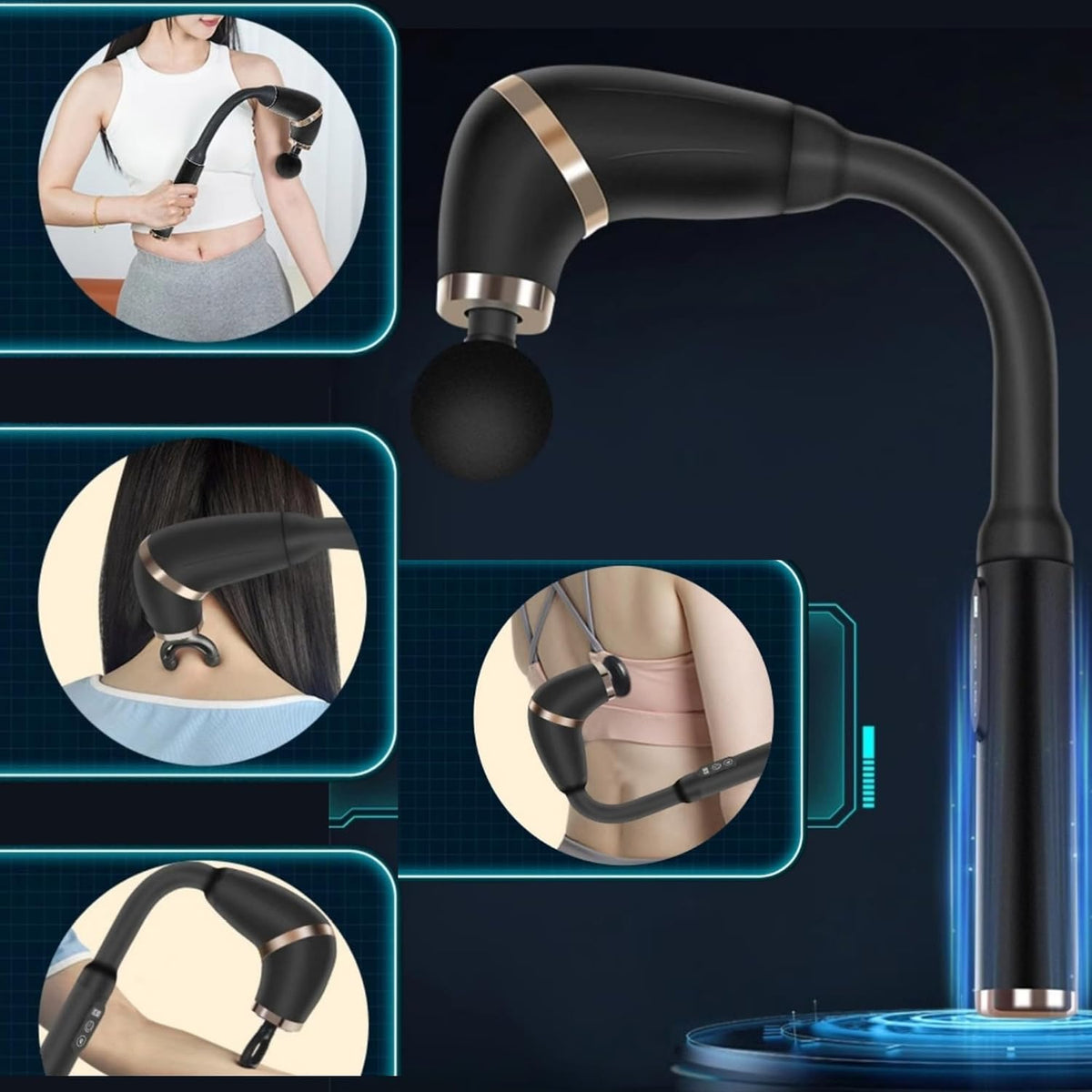 مسدس مساج كهربائي للعضلات – Fascia Gun مع 4 رؤوس