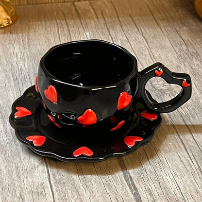 كوب (مج) القلب السيراميك مع صحن