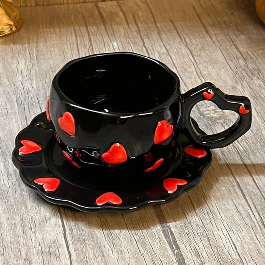 كوب (مج) القلب السيراميك مع صحن