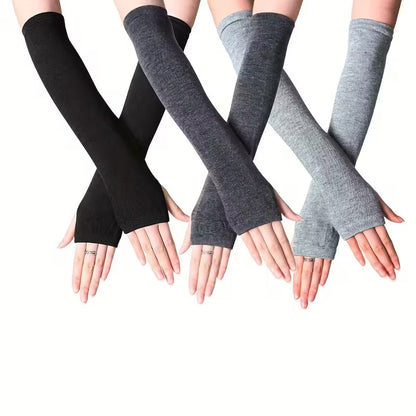 كفّوف طويلة بدون أصابع – ناعمة ودافيه مع فتحة للإبهام