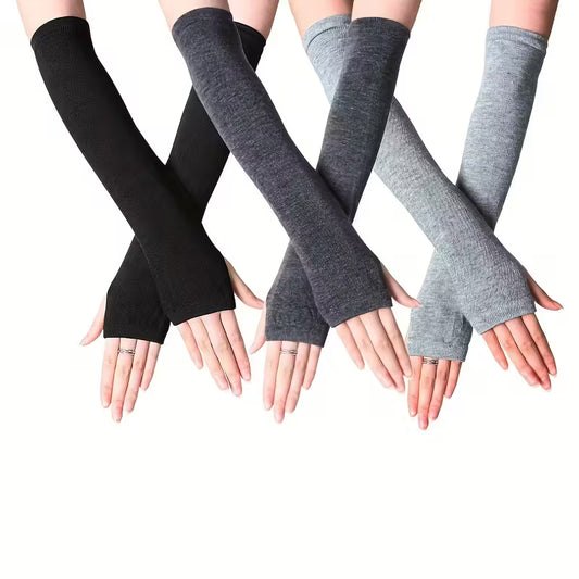 كفّوف طويلة بدون أصابع – ناعمة ودافيه مع فتحة للإبهام