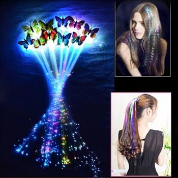 إكسسوار شعر مضيئ LED – خصل لامعة مع أشكال فراشات(عدد1)