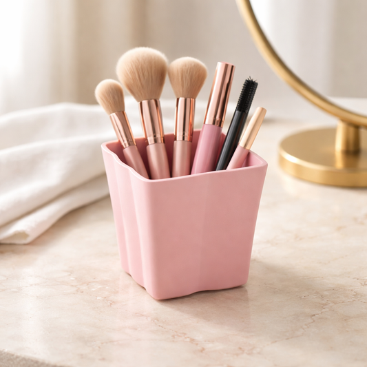 منظم بلاستيك صغير متعدد الاستخدامات بتصميم متموج - لون وردي