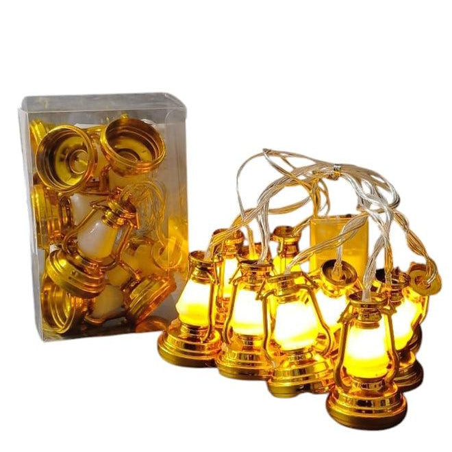 حبل فوانيس رمضان ذهبي بإضاءة دافئة – 2.5 متر