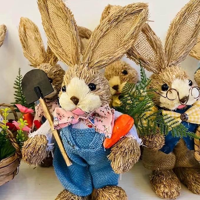 مجسم أرنب ديكودي مصنوع من القش – قياس ٢٢ سم