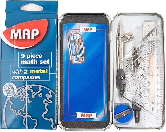 طقم أدوات هندسية معدني MAP – 9 قطع