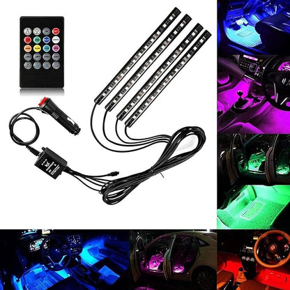 شريط إضاءة للسيارة مع ريموت تحكم LED RGB متعدد الألوان