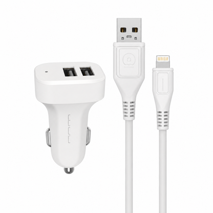شاحن سيارة USB مزدوج مع كابل Lightning (2 USB Car Charger T22)
