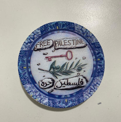مغناطيس ثلاجة "Free Palestine" سيراميك– تصميم تراثي مميز