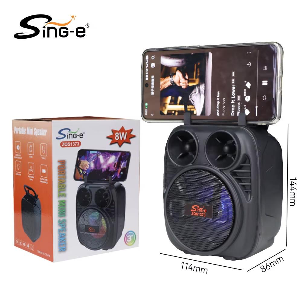 سماعة بلوتوث محمولة Sing-e ZQS –  لاسلكيه مع إضاءة LED وحامل هاتف