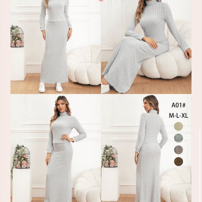 دريس صوف ناعم شتوي– بلوزة وتنورة طويلة