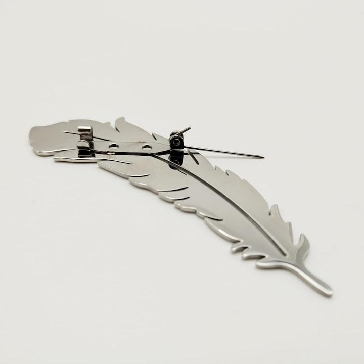 بروش بتصميم ريشة طائر ستانلس