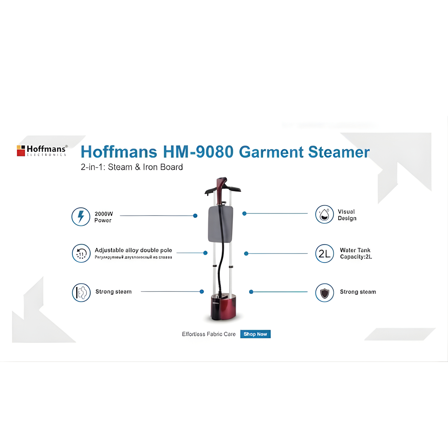مكواة بخار عمودية 2 في 1 مع طاولة كي – HOFFMAN’S