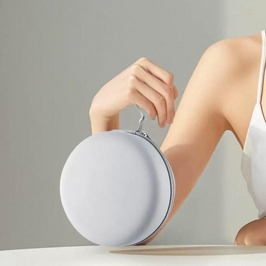 حقيبة مكياج دائرية صلبة بسحاب