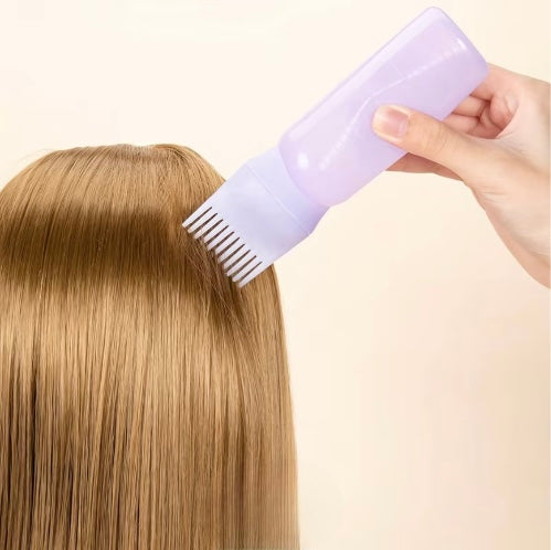 علبة موزع زيت الشعر مع رأس مشط للتوزيع