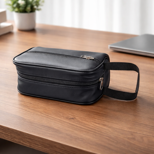 حقيبة يد جلدية صغيرة (حقيبة مستلزمات شخصية)