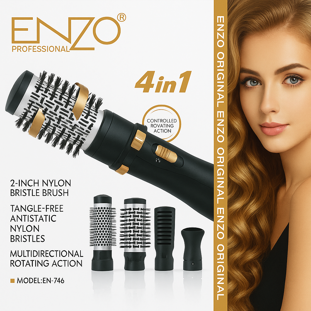 بكج فرشاة سشوار ENZO 4×1 – الإيطالية