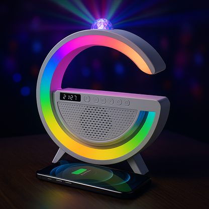 سبيكر دائري مع إضاءة RGB وشاحن لاسلكي – YUNUO YN-2366 (15W)