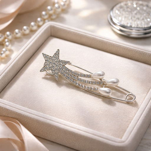 دبوس زينة (بروش) نسائي معدني مزخرف