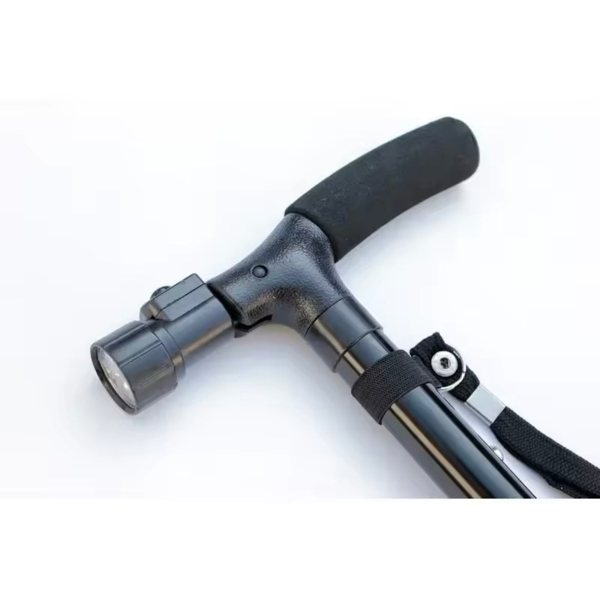 عصا (عكاز) ضد الانزلاق وقابلة للطي مع إضاءة ليد