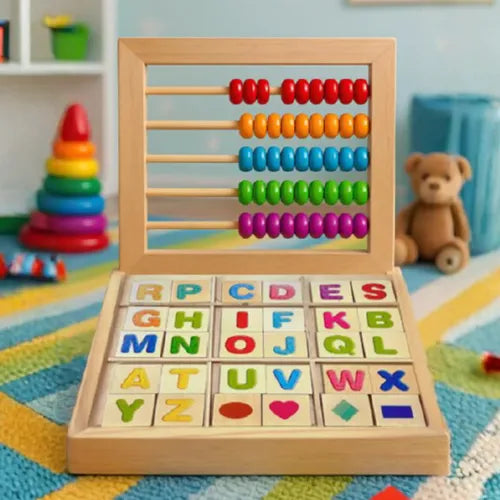 صندوق تعلم الإنجليزية 2 في 1 مع عدّاد خشبي