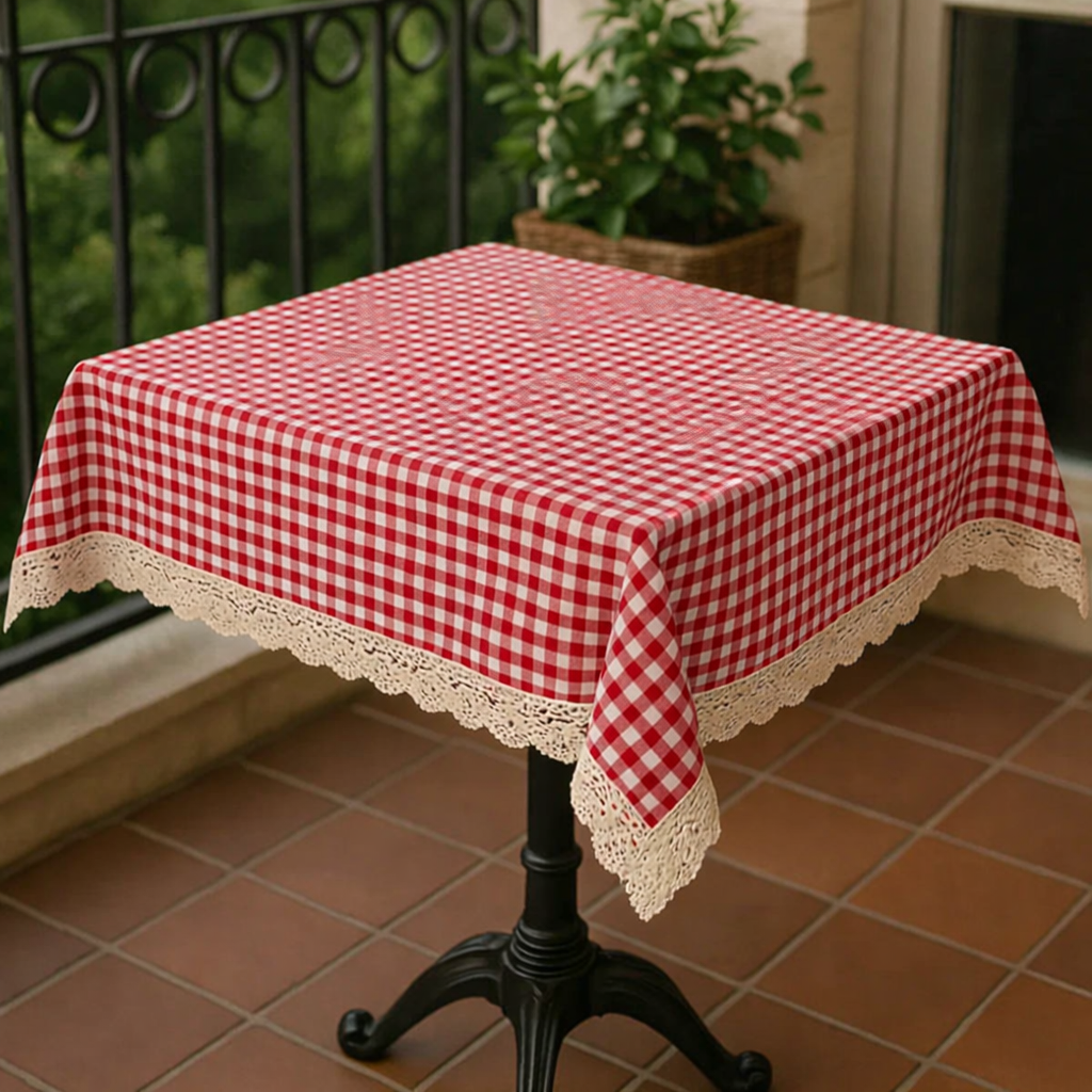 مفارش طاولة قماش كاروهات (مربعة قياس ٧٧ سم)