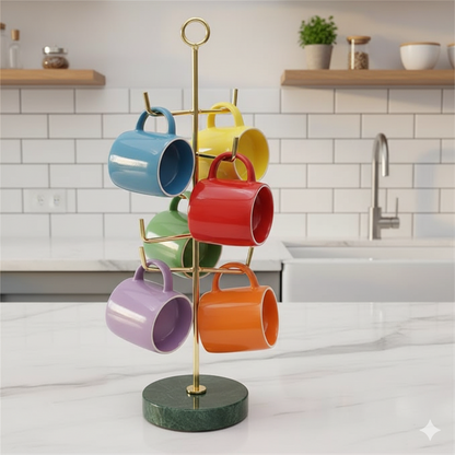 حامل فخم متعدد الاستخدامات للمجوهرات او الفناجين -معدني بقاعدة رخاميه