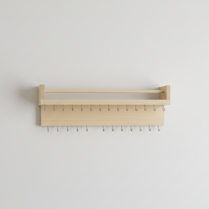 حامل مفاتيح خشبي ثقيل مع رف تخزين