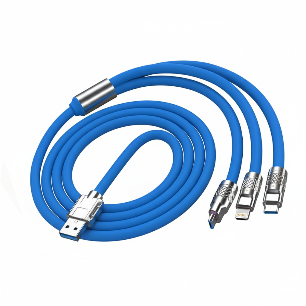 كيبل سيليكون (٣ في ١) لجميع انواع الاجهزه