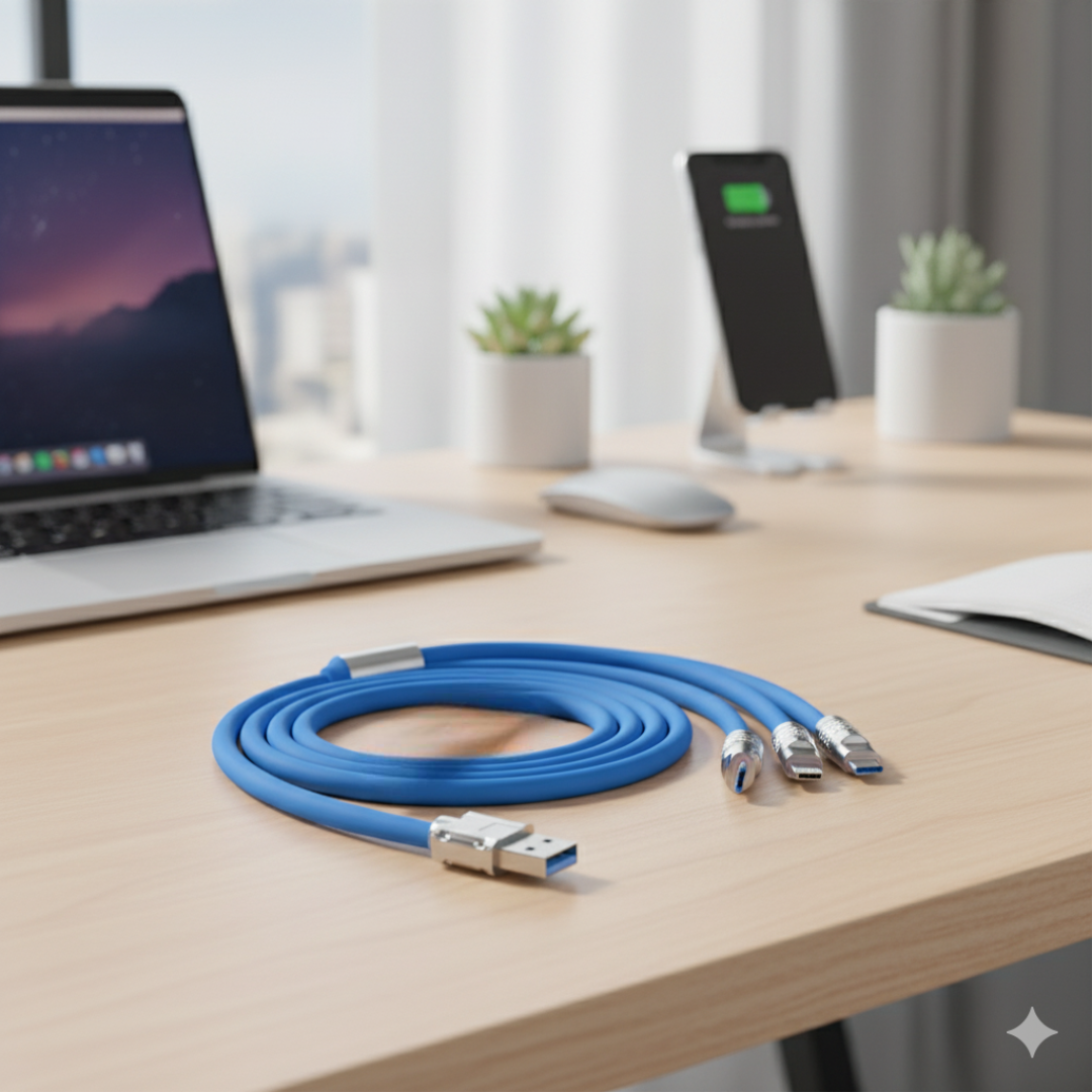 كيبل سيليكون (٣ في ١) لجميع انواع الاجهزه