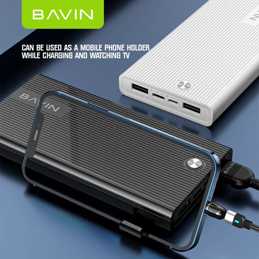 LED باور بانك BAVIN 10,000 mA، تصميم نحيف وعصري، بشاشة
